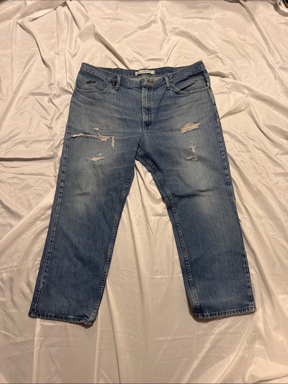 Lee Men’s Straight Leg Distressed Blue Jeans